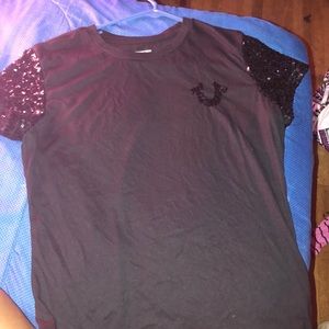 Black sequence arm True religion shirt